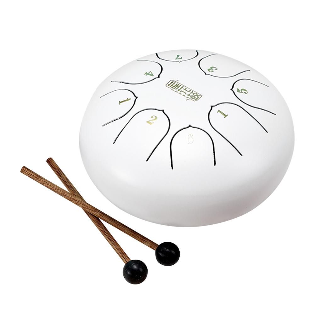 

6 inch Tongue Drum Mini 8 Tone Steel Tongue Drum with Mallets for Kids, White, 501 Original
