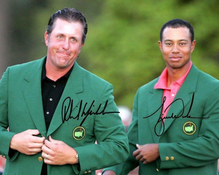 REPRINT - PHIL MICKELSON - TIGER WOODS Masters Signed 8 x 10 Photo Poster painting Poster RP