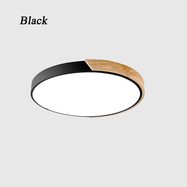 Nordic Wooden Ceiling Lamp Dimmable Led Ceiling Lights Round 30-60 Size Diameter Ultra-thin 5 cm High 7 Colors Iron Art Macaron