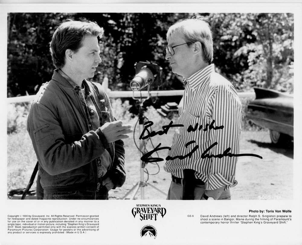 DAVID ANDREWS signed STEPHEN KING'S GRAVEYARD SHIFT 8x10 w/ ORIG '90 CLOSEUP