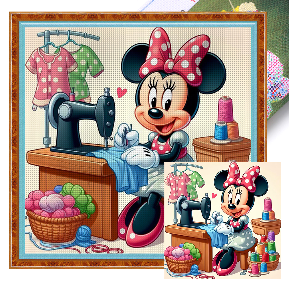 Sewing Mickey Full 11CT Pre-stamped Canvas(40*40cm) Cross Stitch