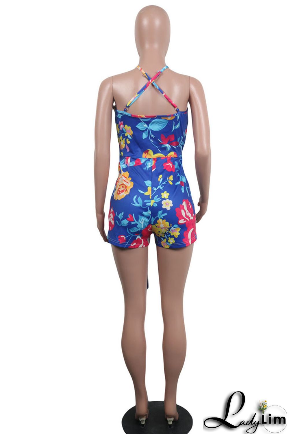 Black White Casual Print Patchwork Backless Regular Jumpsuits