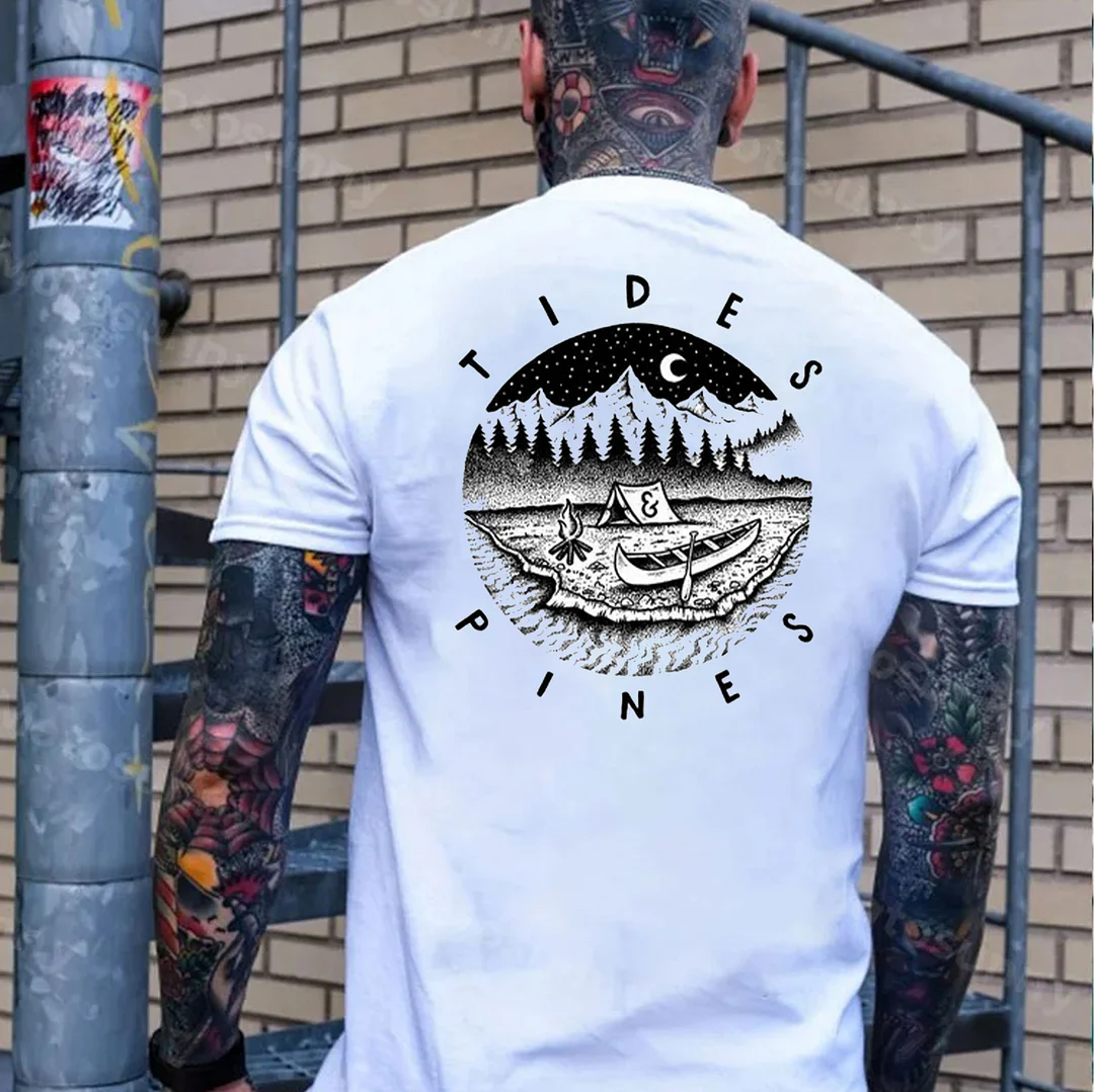 TIDES PINES Wild And Vessel White Print T-shirt