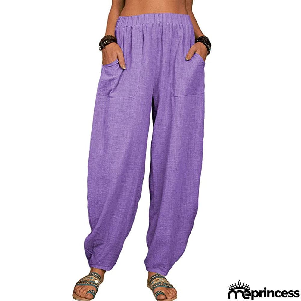 Women's Pure Color Casual Cotton Pants
