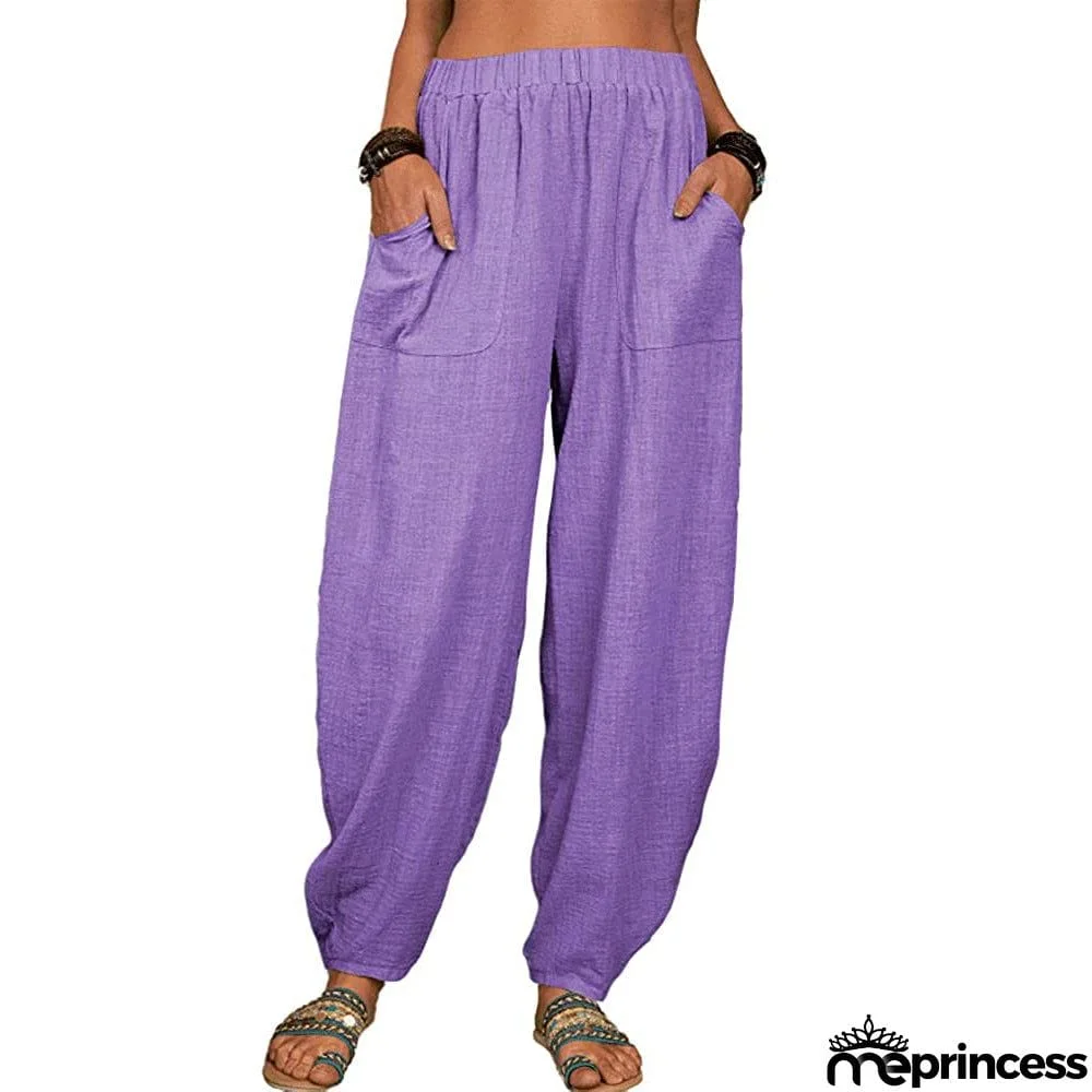 Women's Pure Color Casual Cotton Pants