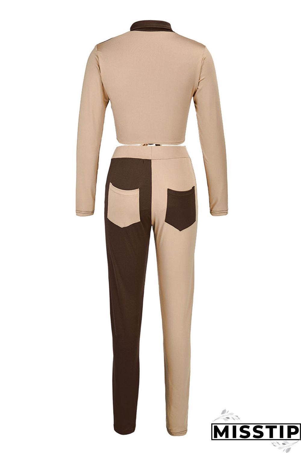 Blue Fashion Casual Patchwork Basic Turndown Collar Long Sleeve Two Pieces