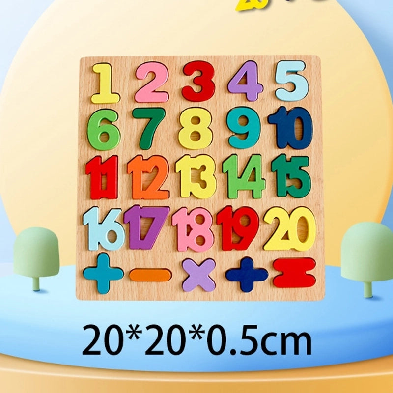 Wooden Colorful Alphabet Number Cognitive Matching Puzzle Kids Toys
