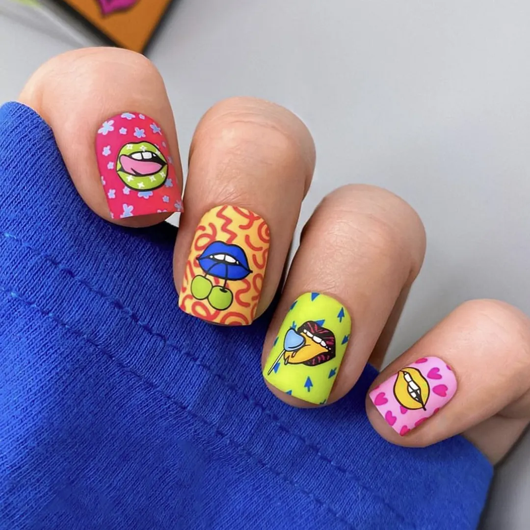 Churchf Churchf Color Lip Lollipop Nail Sweet Cool Fake Nails Retro Wind Fake Nails Wear Fake Nails