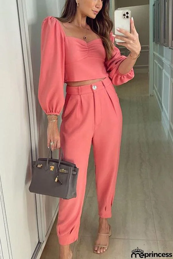 Make A List Square Collar Casual Pants Suit