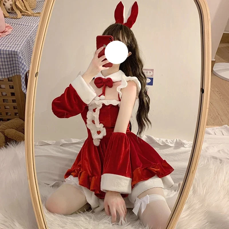 Red/Pink Kawaii Christmas Dress Set SP18336