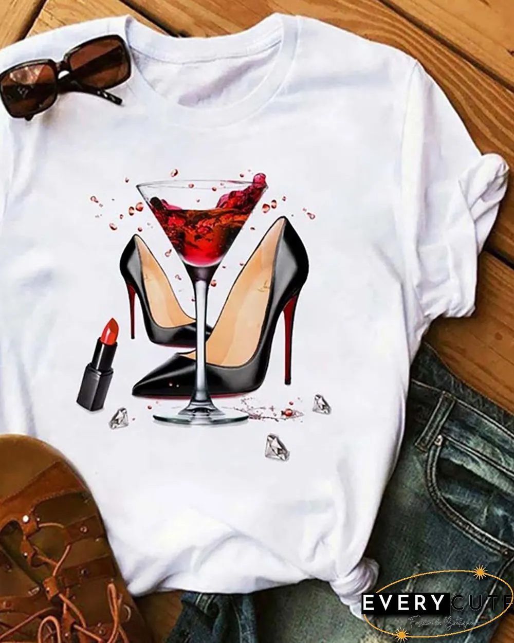 Graphic Print Short Sleeve Casual T-Shirt