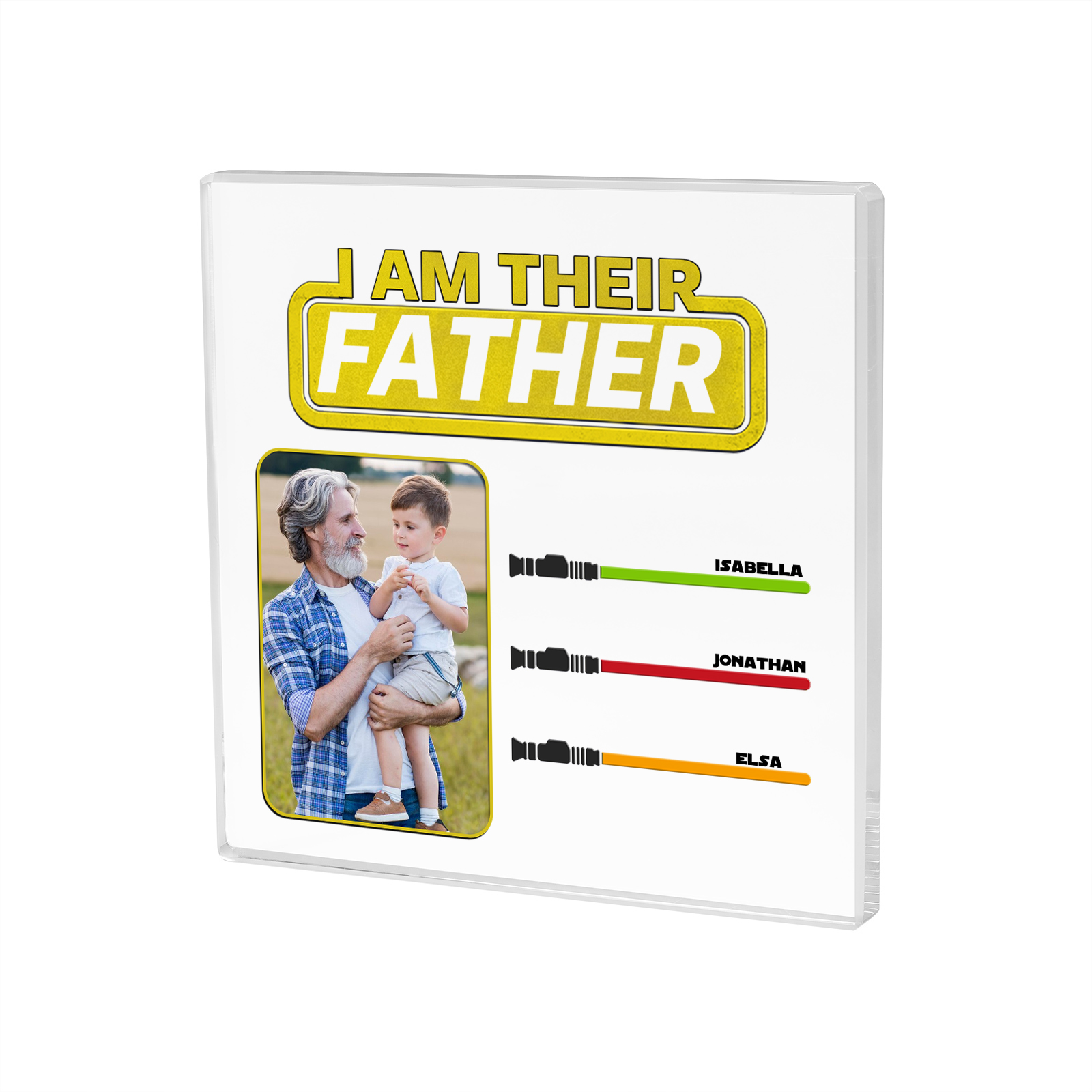 3 Names - Personalised Photo & Name Acrylic Square Keepsake Rectangle Plaque "I Am Their Father" Gifts for Dad-Jessemade AU