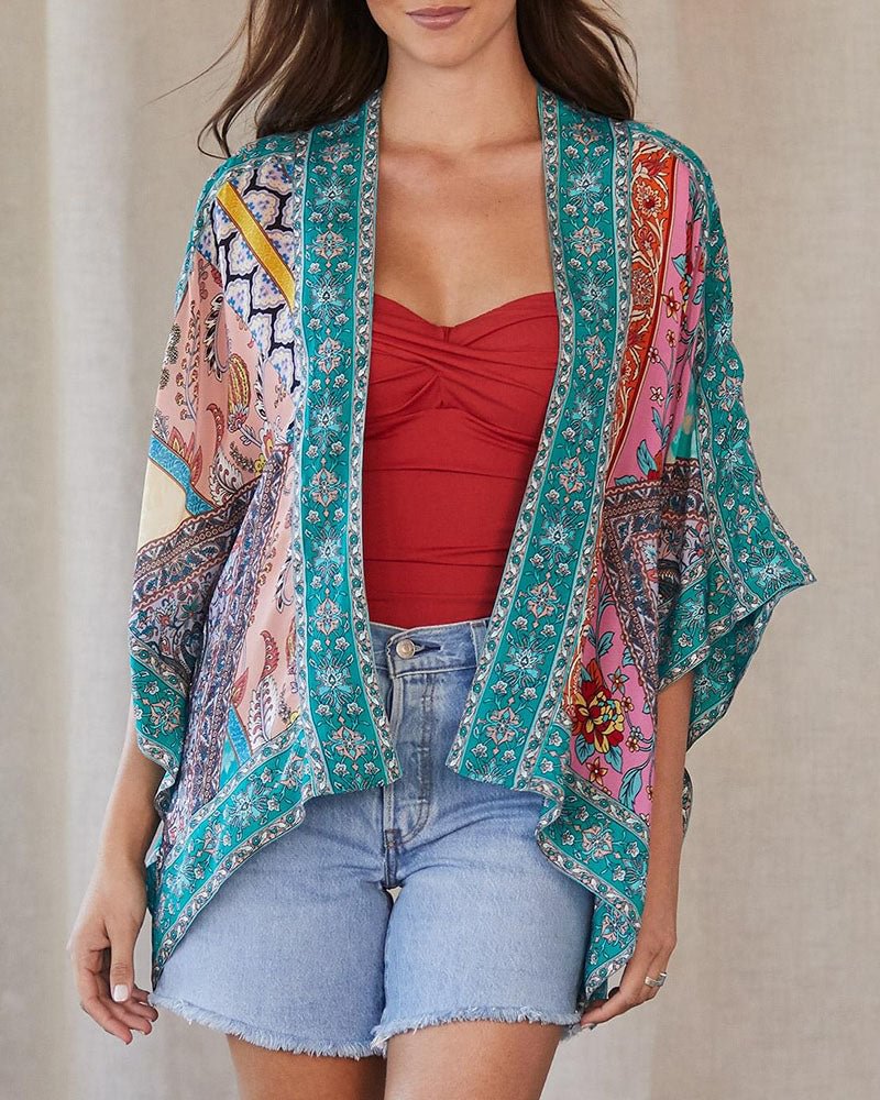 Women Vintage Summer Fashion Colorful Crinted Cardigan