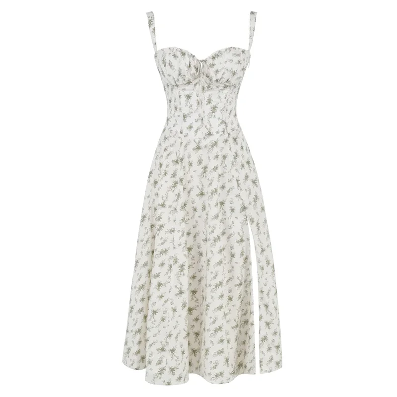 Floral Bustier Midriff Waist Shaper Dress