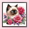 Rose Siamese Cat-11CT Stamped Cross Stitch 40*40cm/15.75*15.75in