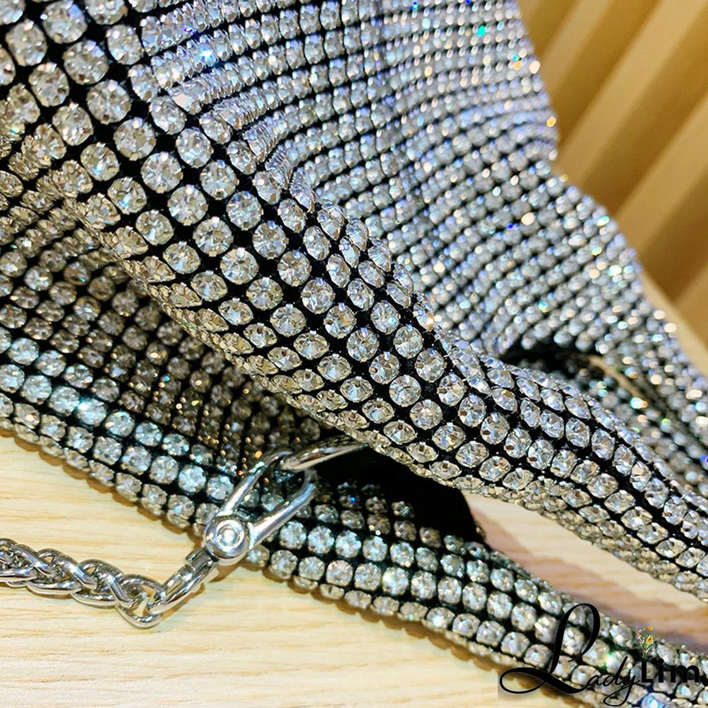 dinner rhinestone bag one-shoulder oblique bag fashion trend pillow full diamond bag diamond armpit bag