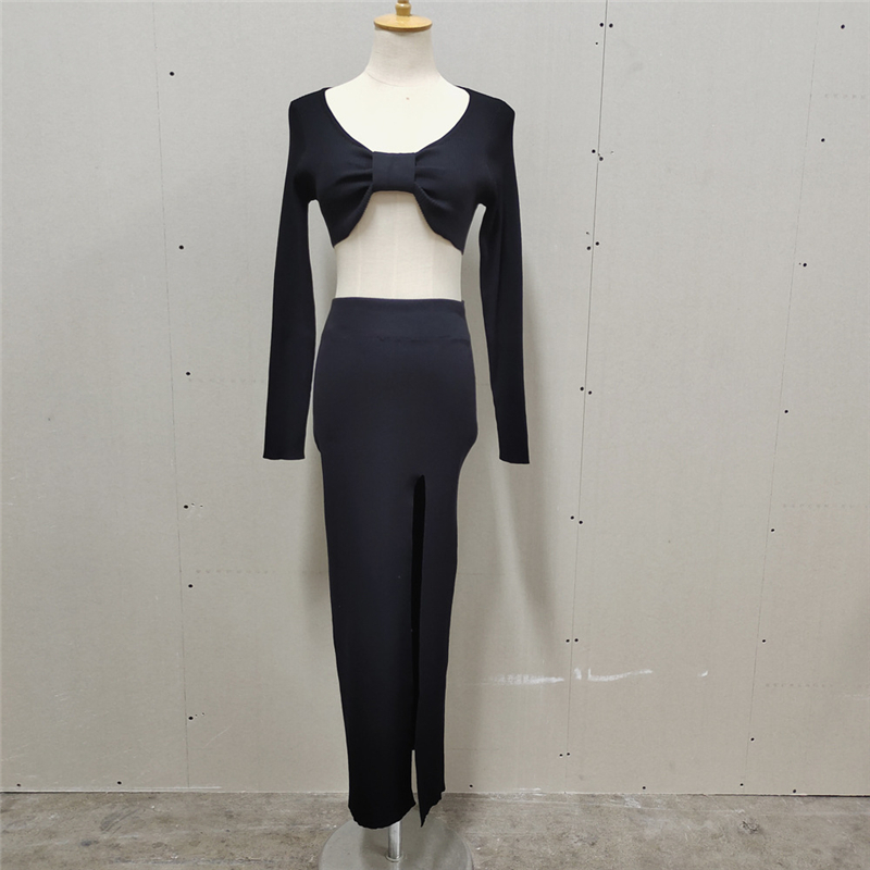 Ootddress Knitted Two Piece Dress Women Outfits Long Sleeve Crop Top and Midi Skirt High Split Out Dress Set Female Bodycon White 20 Ootddress Knitted Two Piece Dress Women Outfits Long Sleeve Crop Top and Midi Skirt High Split Out Dress Set Female Bodycon White