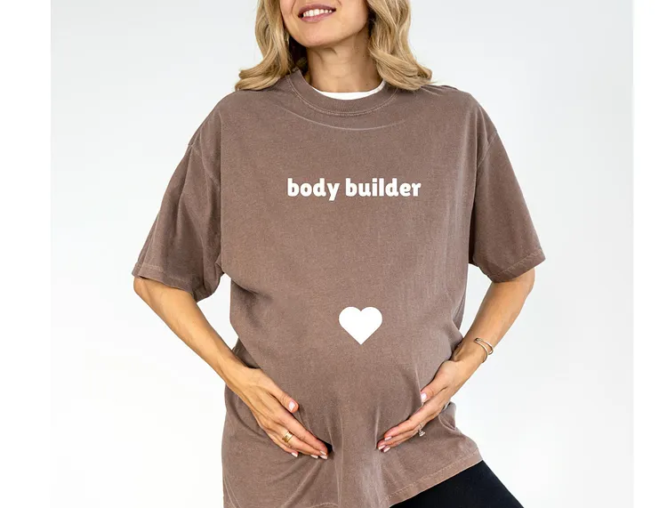 Comfort Colors&reg;Body Builder Pregnancy Shirt, Funny Maternity Tee, Pregnancy Reveal Shirt, Pregnancy Announcement Shirt, Mommy To Be Shirt