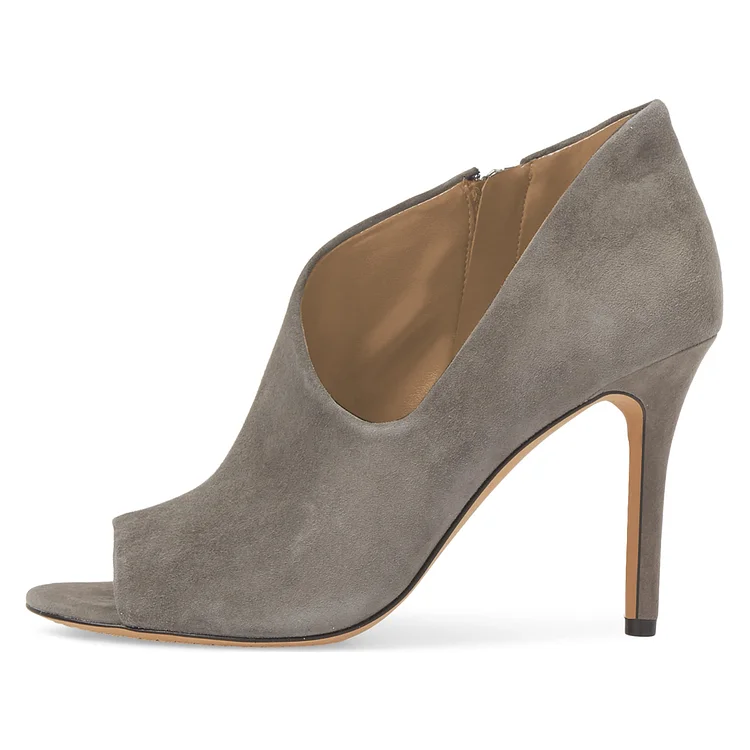 Grey suede peep 2025 toe booties