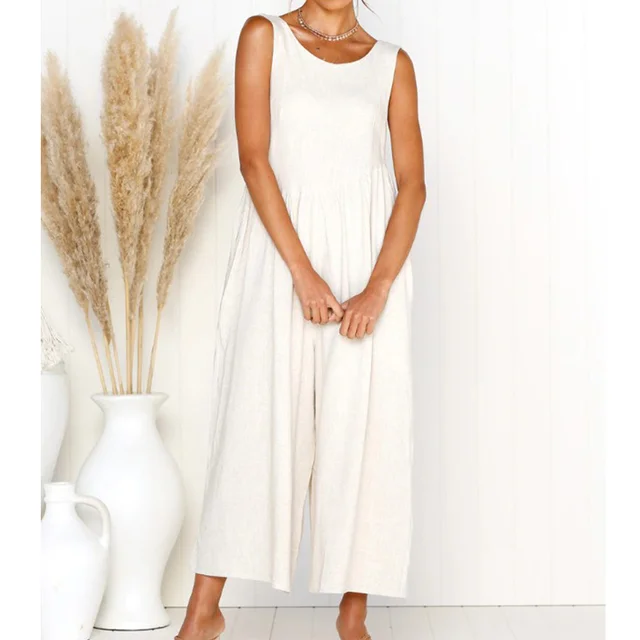 Women's Sleeveless Casual Beach Summer Loose Jumpsuit