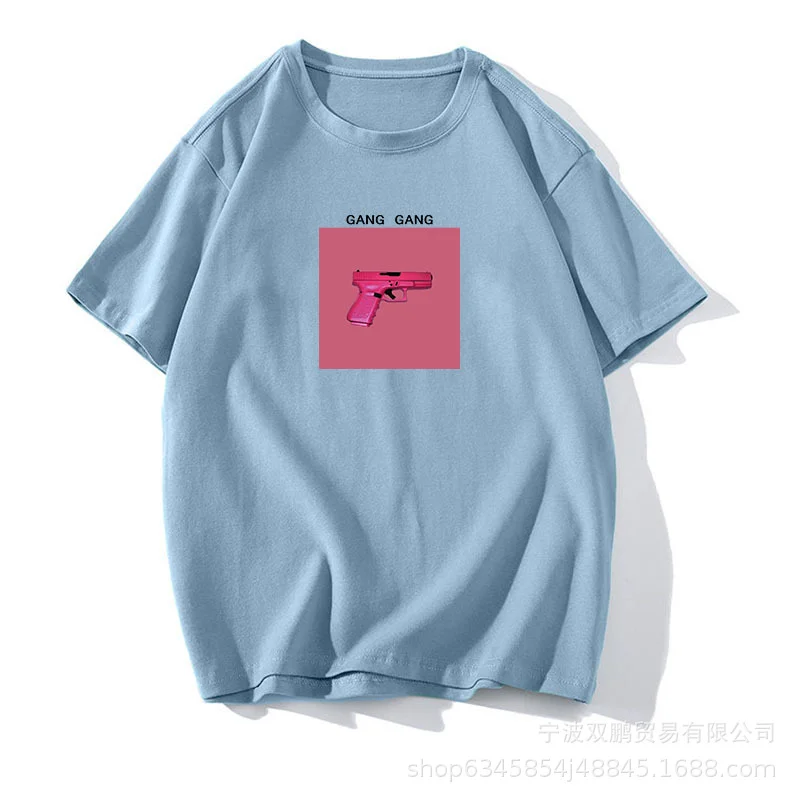 Athvotar Athvotar Ins Wind Printing T-Shirts For Women's Summer New Loose Round-Neck Cotton Short-Sleeved Top