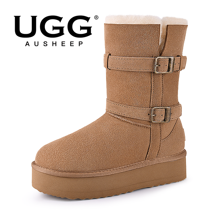 Women's AUSHEEP UGG winter fur and fur casual warm mid-calf boots
