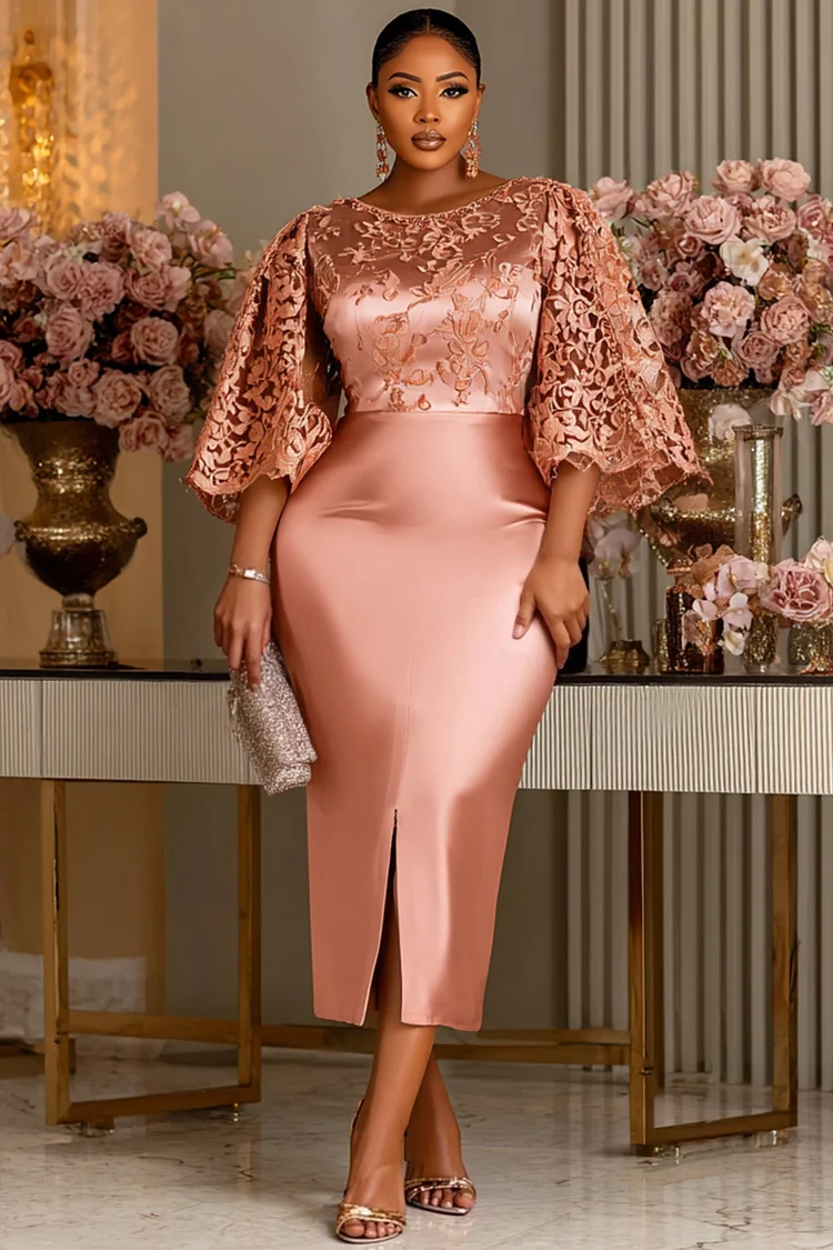 Evening Gown Rose Gold Wedding Guest Dresses Xpluswear Design Plus