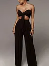 Lace-Up Bandeau Vest Top+Wide Leg Pants Suits