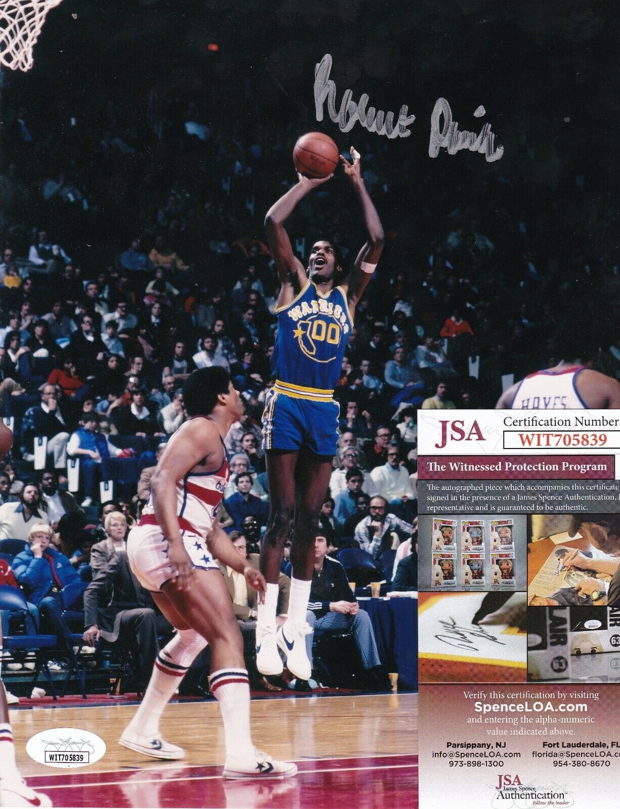 ROBERT PARRISH GOLDEN STATE WARRIORS JSA AUTHENTICATED ACTION SIGNED 8x10