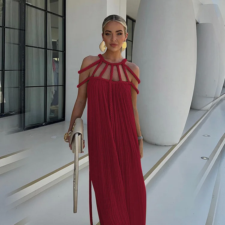 Off Shoulder Halter Maxi Dress