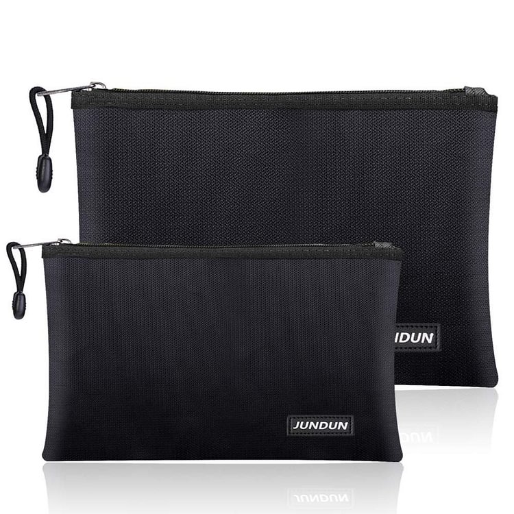 JUNDUN Fireproof Document Bags 2PCS (13.4”x9.4” | 10.6”x6.7”)