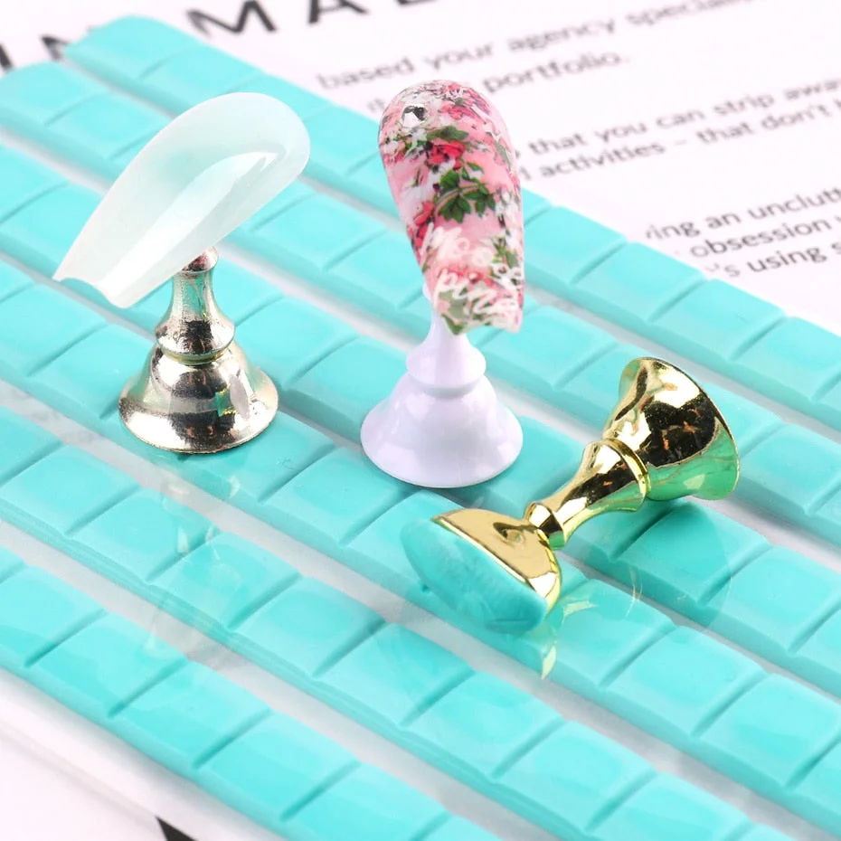 1 Pack Nail Adhesive Glue White Nail Tip Removable Holder Display Stand Clay For Flase Nails Manicure Clay Practice Tools NT1783-Nail Inspo