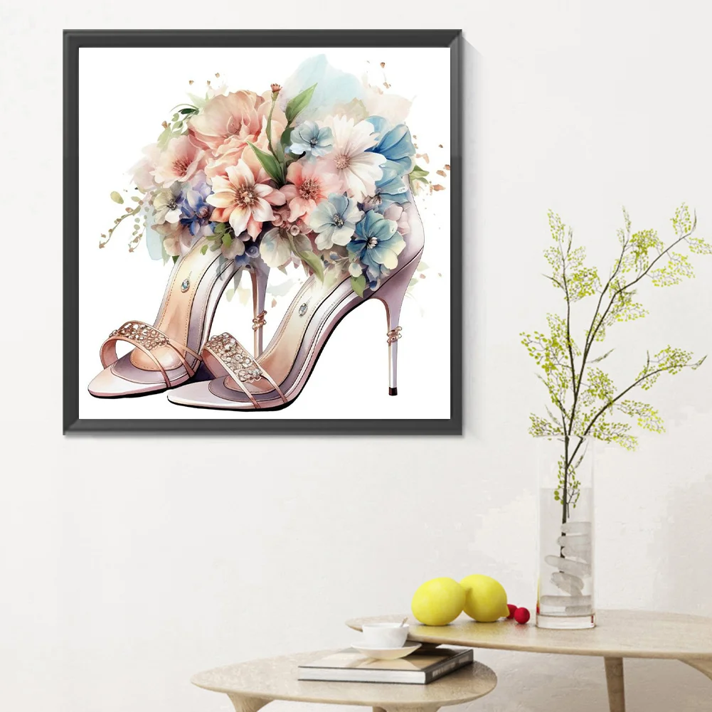 Full Round Diamond Painting 30*30cm - Flower High Heels