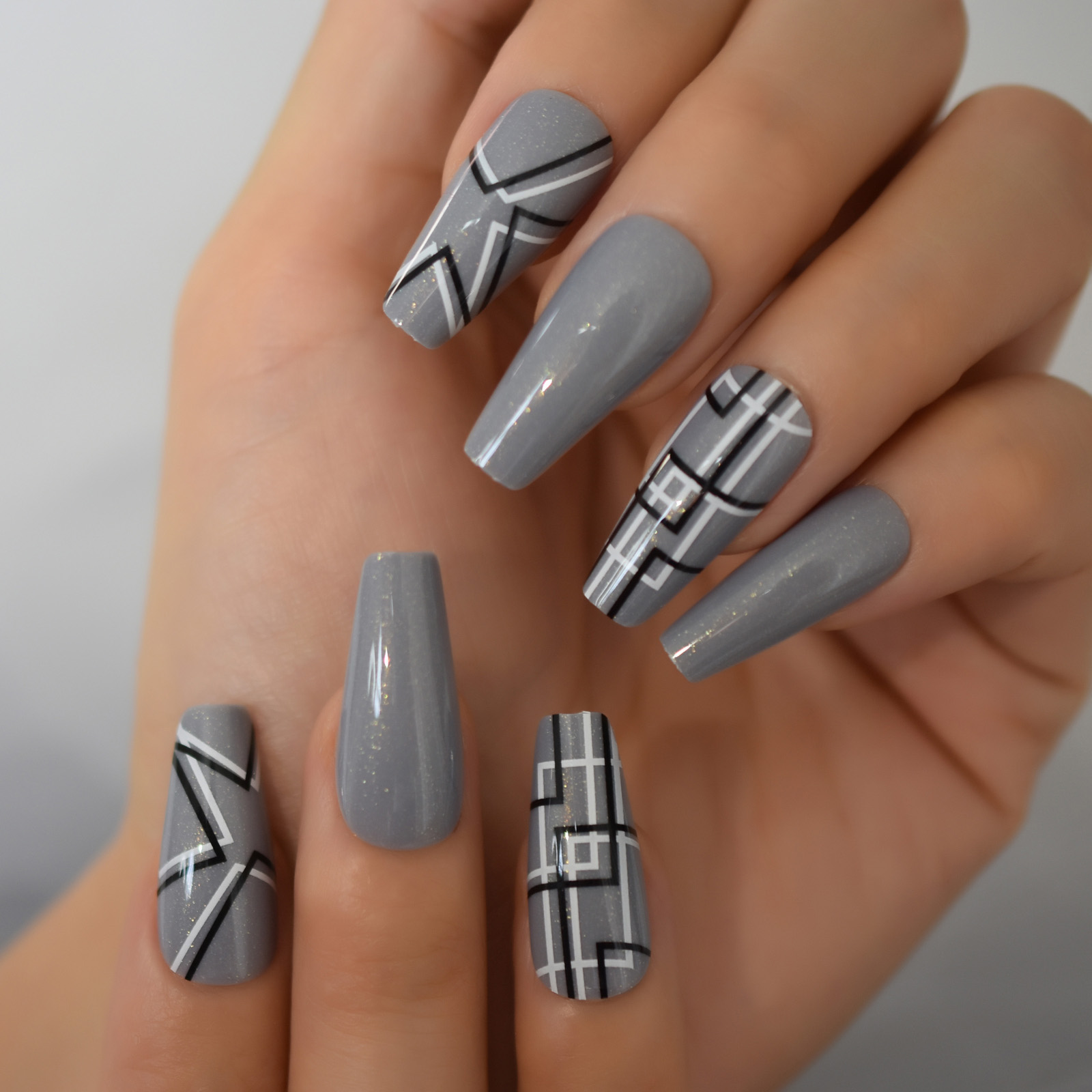 Elinlin Elegant Coffin Nails – Long Milky White Press On Nails for a Chic Look  