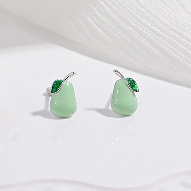 1 Pair 22K Gold Plated Rhodium Plated 925 Sterling Silver 925 Sterling Silver Earrings Peach Carrot Apple Ear Studs