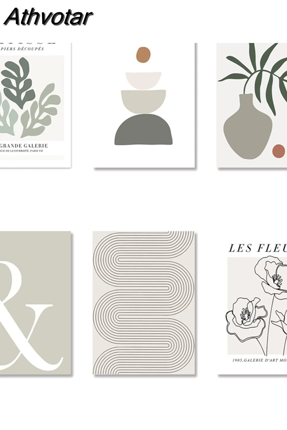 Athvotar Abstract Flowers Green Leaf Vase Wall Art Canvas Painting Nordic Posters and Prints Wall Pictures for Living Room Decor