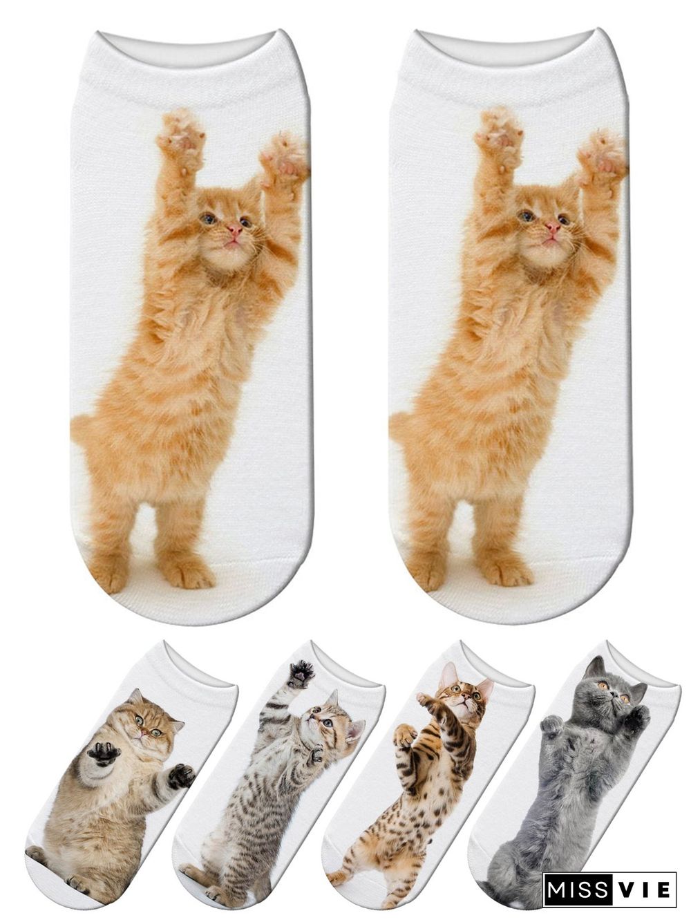 Cotton Knit Cat Pattern Socks