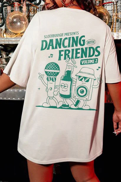 DANCING FRIENDS Graphic Printing Women's Short-sleeved T-shirt