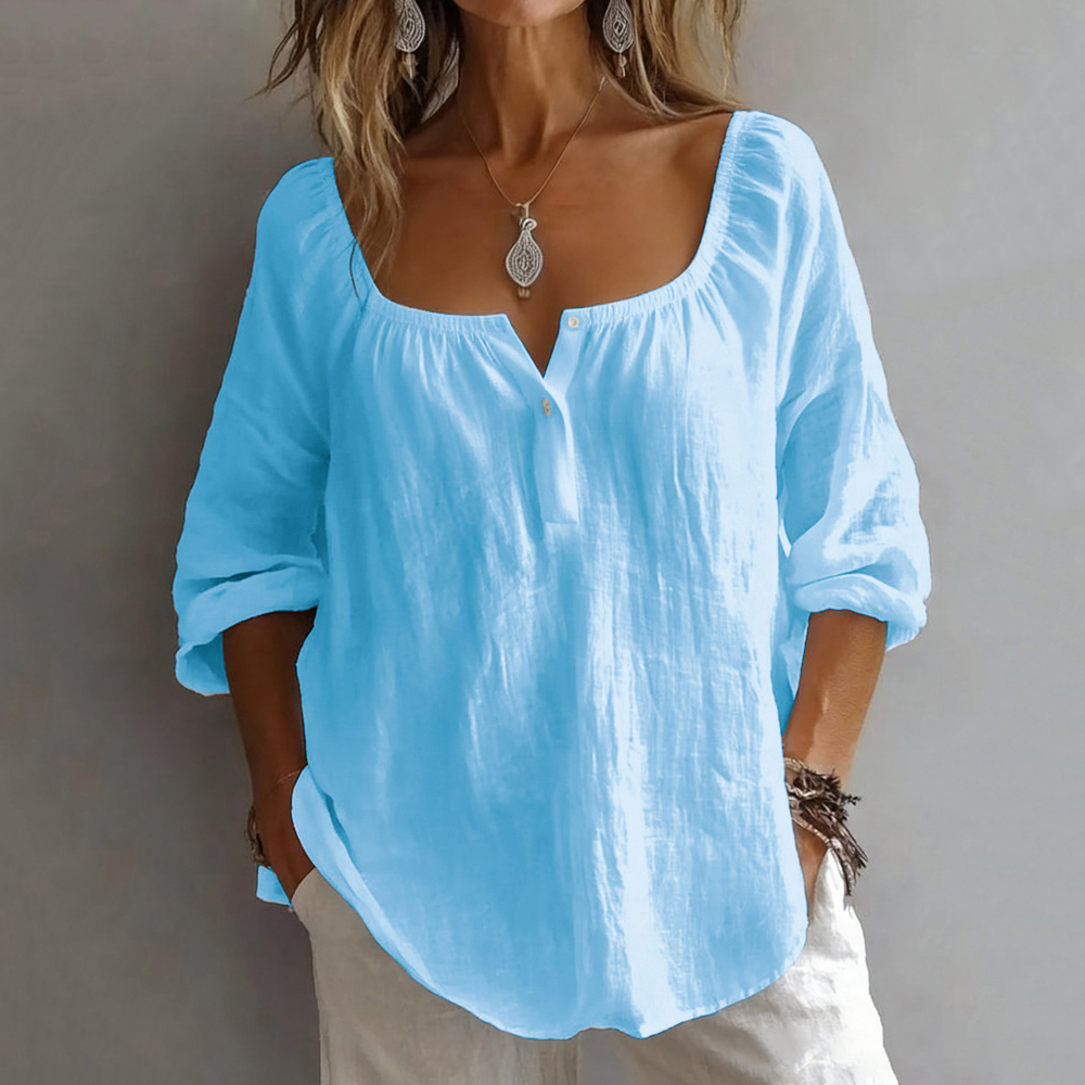 Comstylish Casual Solid Color Square Neck Women's T-shirt