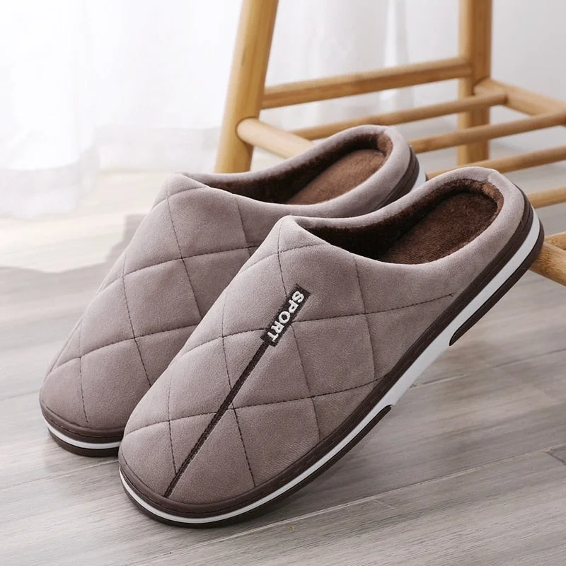 Size 47-50 Men's Autumn and Winter Cotton Slippers Extra-large Home Cotton Shoes Warm Thick Bottom Plus Size House Slippers Men