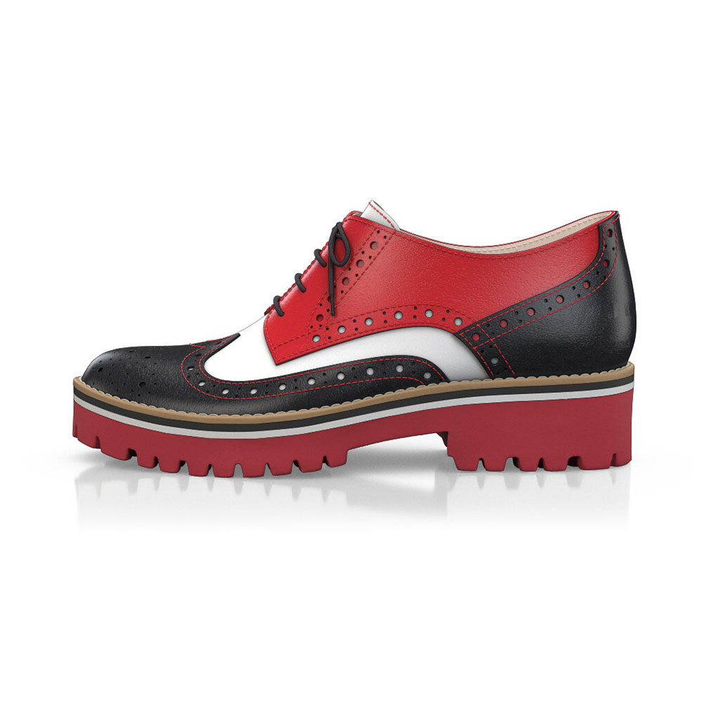 Multicolor Vegan Leather Round Toe Lace-Up Platform Oxford Shoes Nicepairs