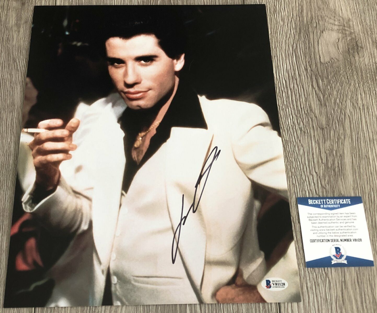 JOHN TRAVOLTA SIGNED SATURDAY NIGHT FEVER 11x14 Photo Poster painting w/EXACT PROOF BECKETT COA