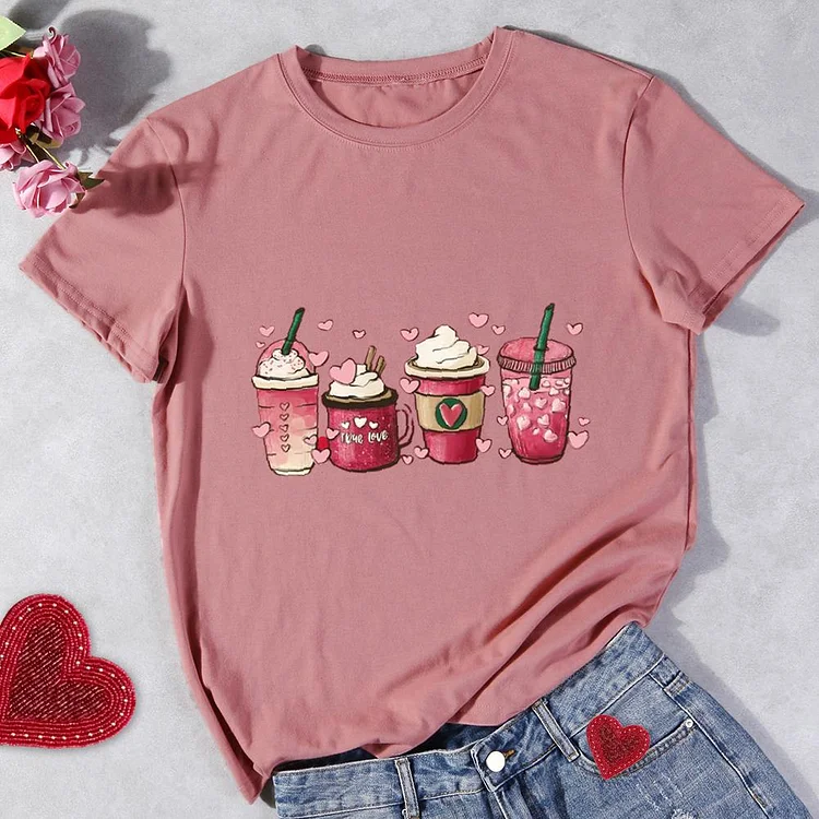 Valentine Coffee Round Neck T-shirt-Annaletters