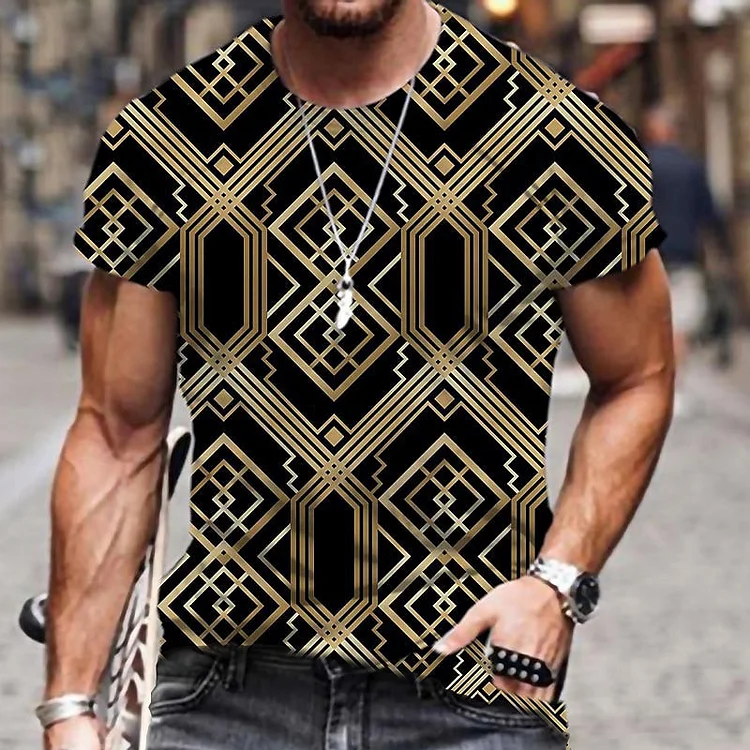 Men's Unisex T shirt Tee 3D Print Graphic Technology Crew Neck Street Daily Print Short Sleeve Tops Casual Designer Big and Tall Sports Light Yellow Black