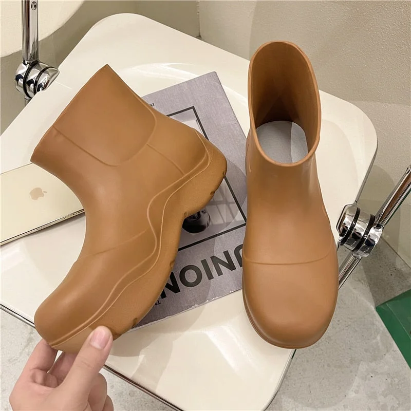 Women Lady Slip on Sandal Cool Boots Shoes Summer New 2021 Woman Feminino Waterproof Rubber Overshoes Cool Boots Antiskid Shoes