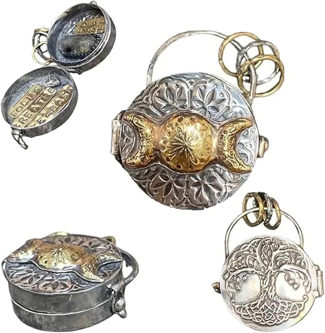 Handmade Spell Locket with a Crystal Energy Amulet