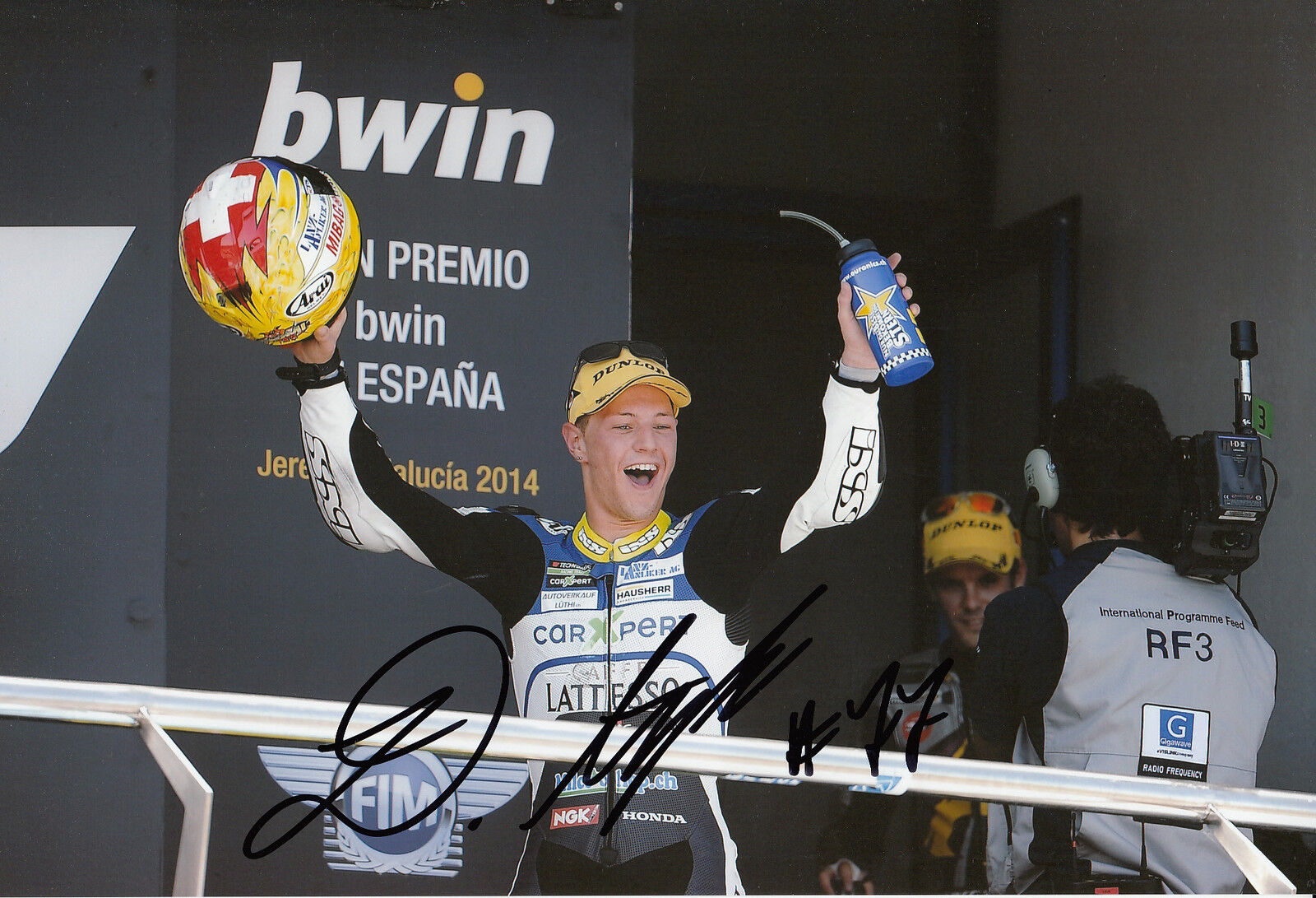 Dominique Aegerter Hand Signed Technomag carXpert Suter 12x8 Photo Poster painting 2014 Moto2 3.