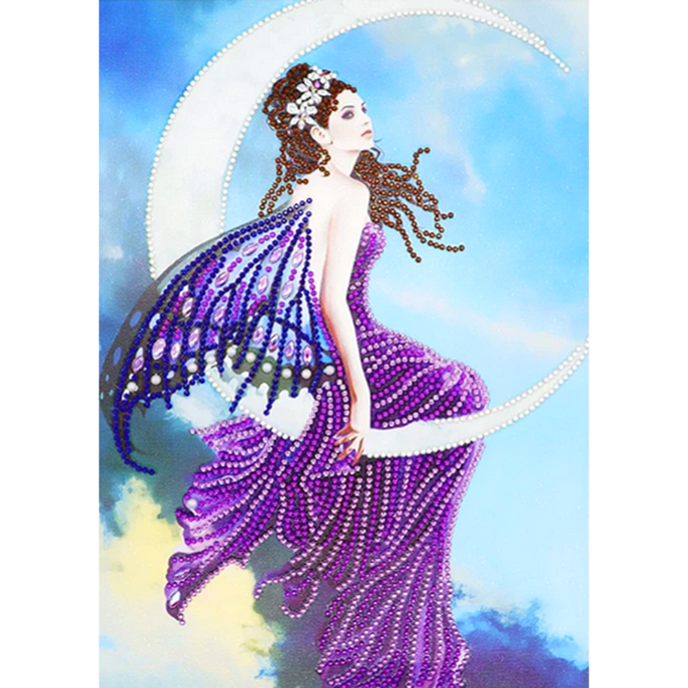 

30*40CM-Special Shaped Diamond Painting-Woman on Moon, 501 Original