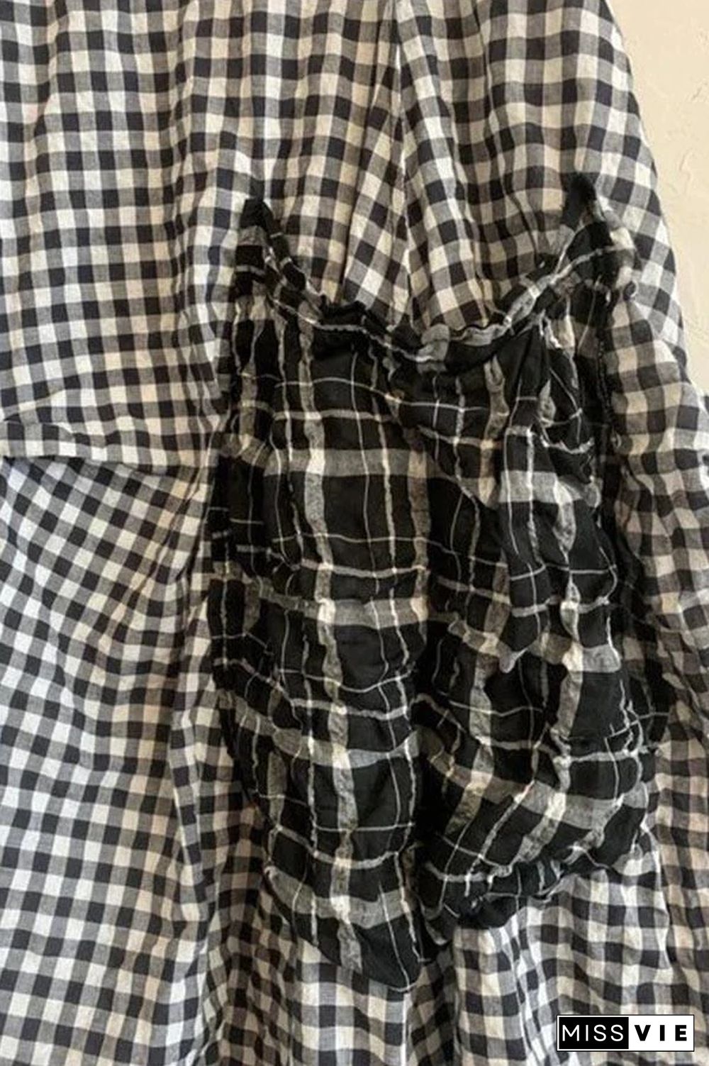 Plaid Print Color-block Paneled Pockets Vintage Midi Dress