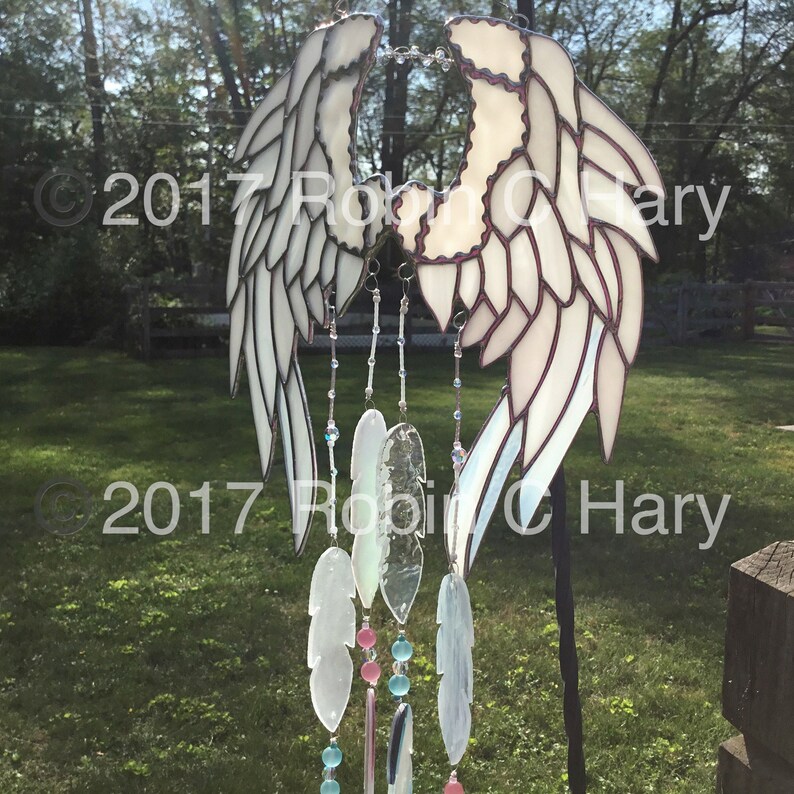 Angelic Feathers Stained Glass Wind Chimes Original and image 0